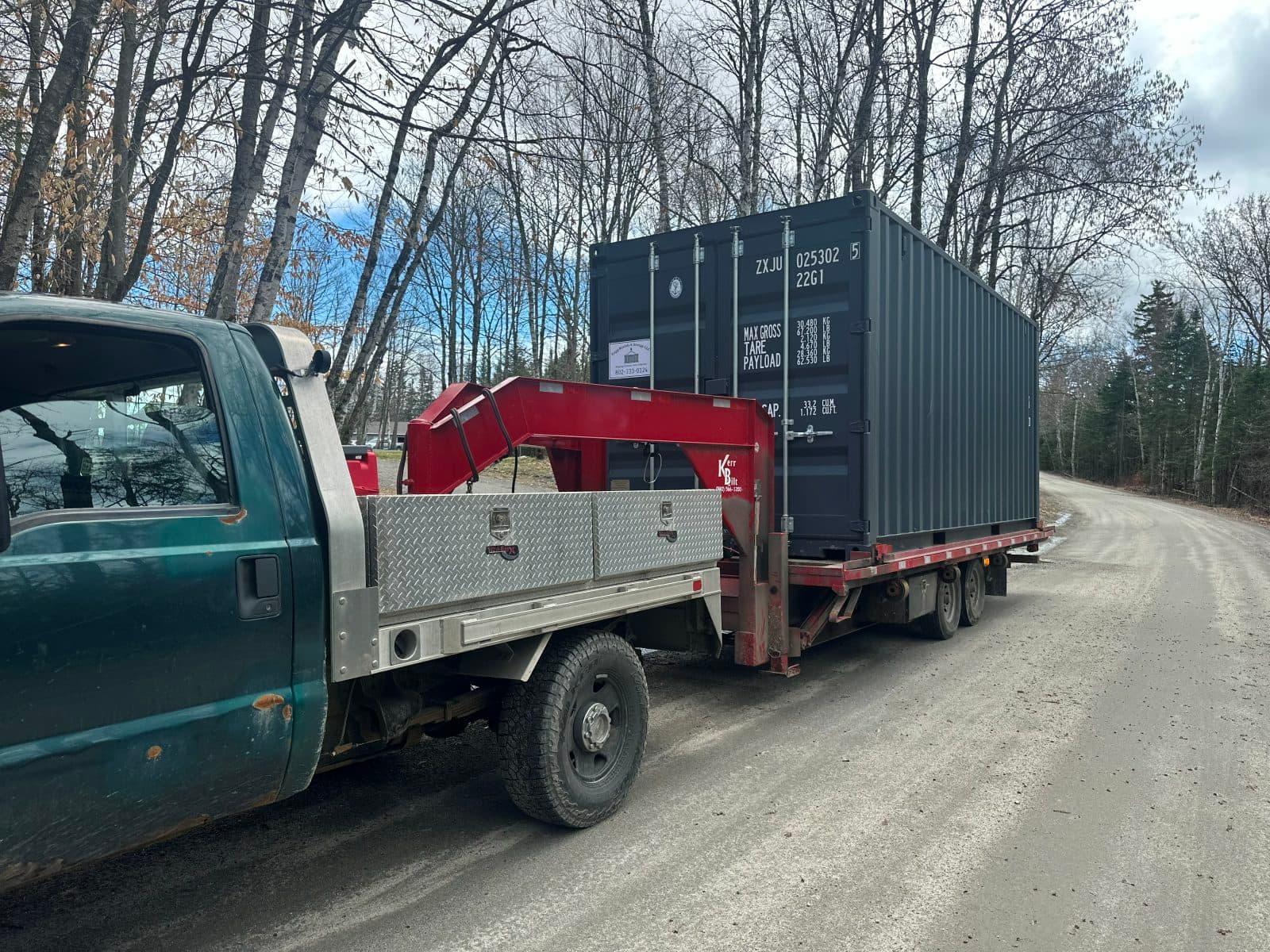 Trapp Rentals and Storage container delivery to a rural NH/VT property