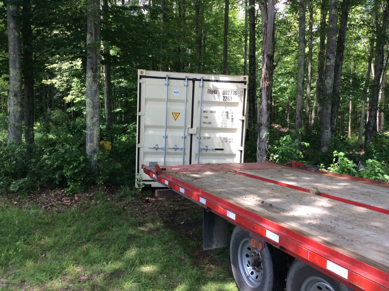 Trapp Rentals and Storage container delivery to a rural NH/VT property