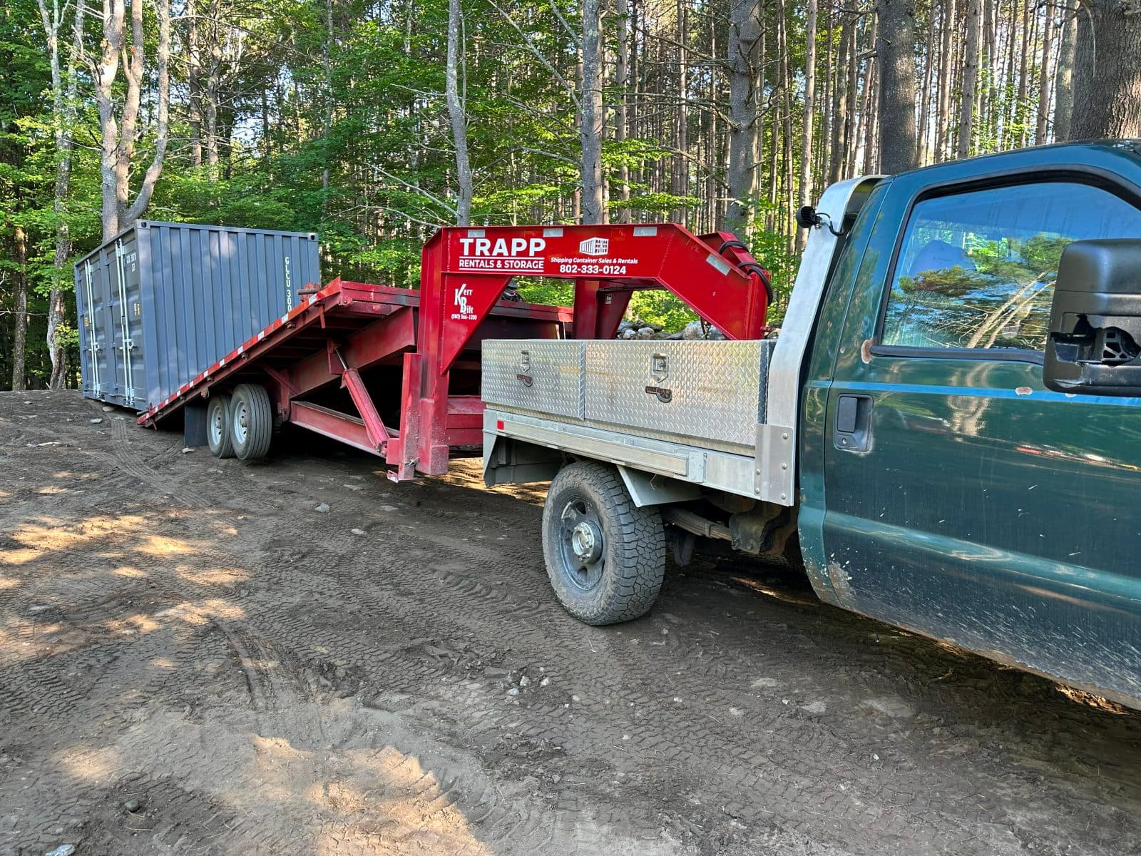 Trapp Rentals and Storage container delivery to a rural NH/VT property