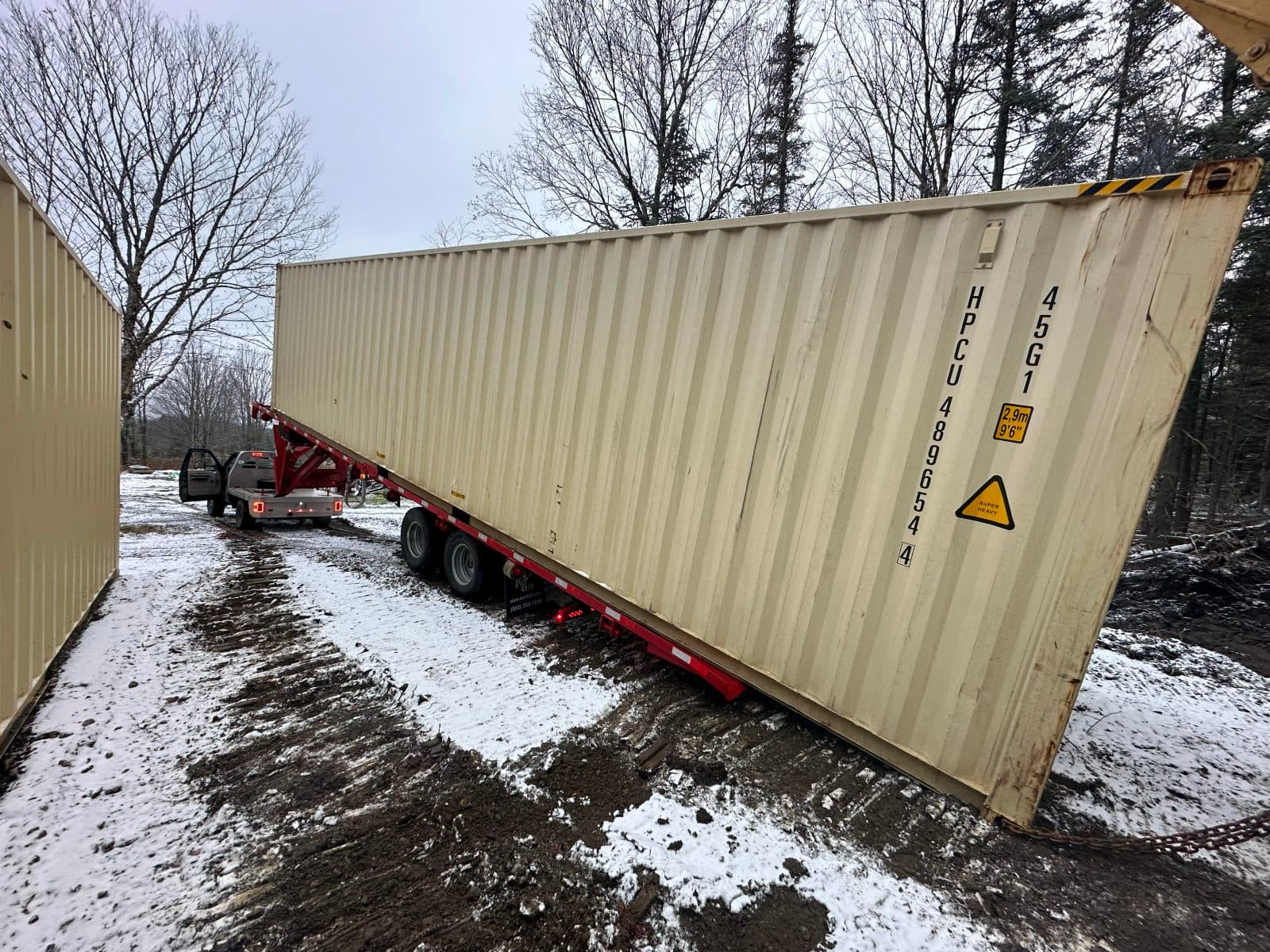 Trapp Rentals and Storage container delivery to a rural NH/VT property