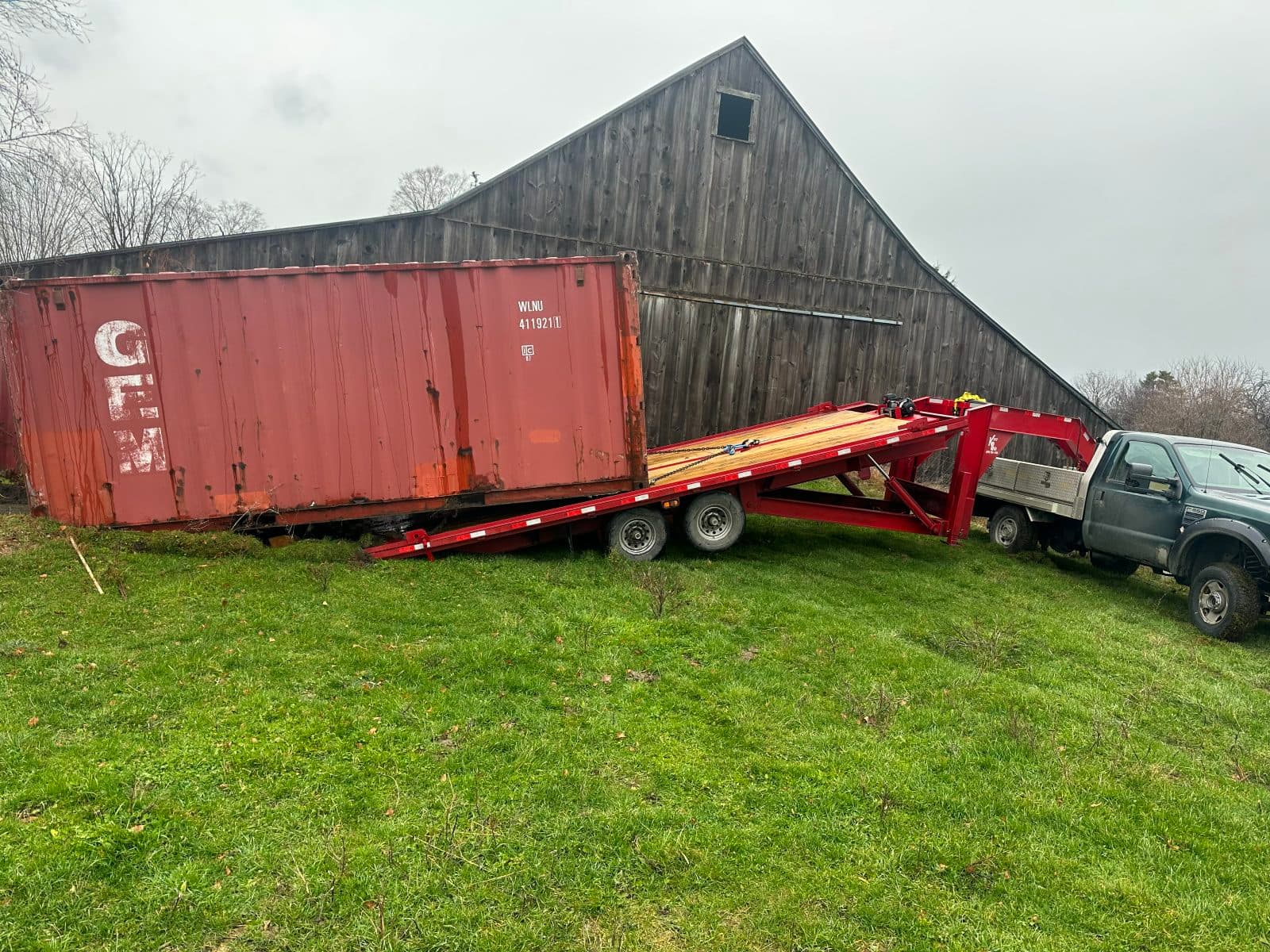Trapp Rentals and Storage container delivery to a rural NH/VT property